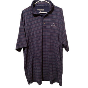 Pebble Beach Mens Golf Polo Shirt Navy Red Striped Short Sleeve Stretch XXL
